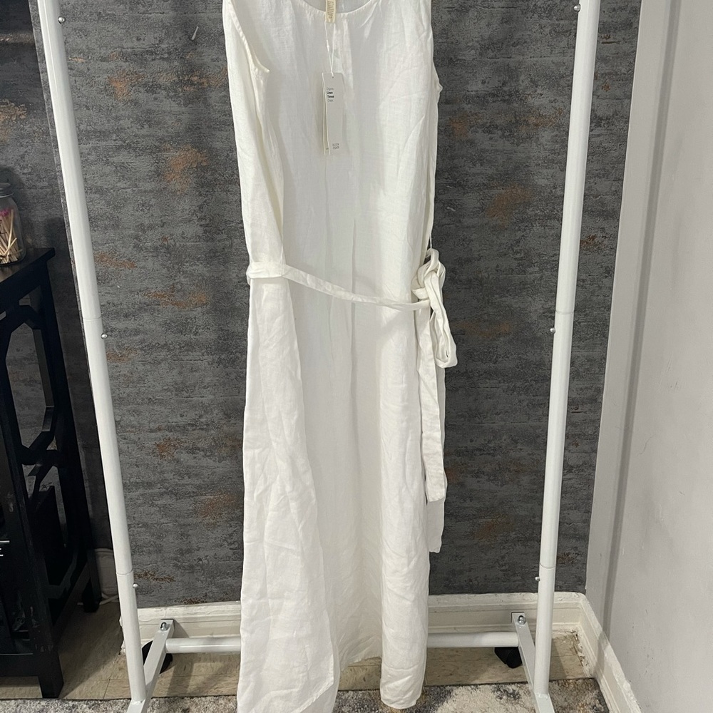 Eileen Fisher white long sleeve less dress size small